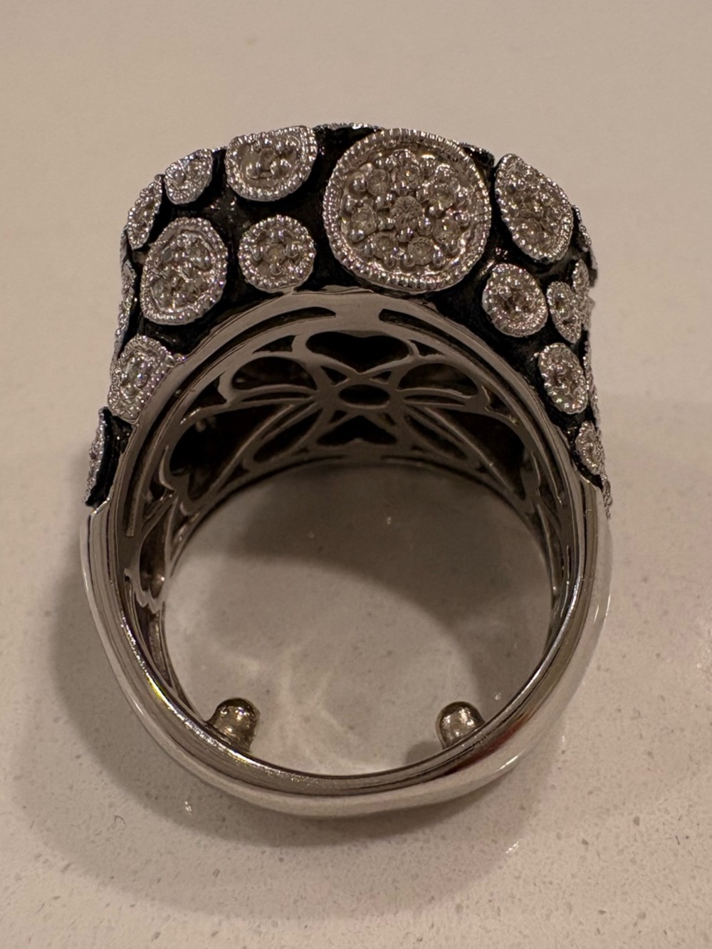 Sterling Silver Pavé Dot Statement Ring - Black & Silver - Picture 4 of 5